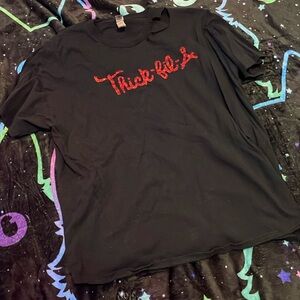 XL THICK FIL A SHIRT GLITTER RED CROOKED